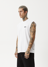 AFENDS Mens Earthling - Sleeveless Tee - White - Afends mens earthling   sleeveless tee   white