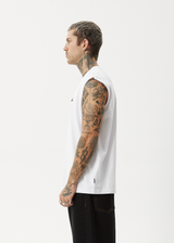 AFENDS Mens Earthling - Sleeveless Tee - White - Afends mens earthling   sleeveless tee   white