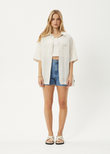 AFENDS Mens Criss Cross - Short Sleeve Shirt - Taupe - Afends mens criss cross   short sleeve shirt   taupe 