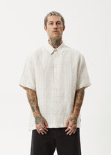 AFENDS Mens Criss Cross - Short Sleeve Shirt - Taupe - Afends mens criss cross   short sleeve shirt   taupe 