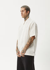 AFENDS Mens Criss Cross - Short Sleeve Shirt - Taupe - Afends mens criss cross   short sleeve shirt   taupe 