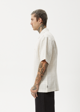 AFENDS Mens Criss Cross - Short Sleeve Shirt - Taupe - Afends mens criss cross   short sleeve shirt   taupe 
