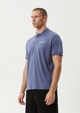 AFENDS Mens Byron Trip - Short Sleeve Polo Shirt - Marlin - Afends mens byron trip   short sleeve polo shirt   marlin 