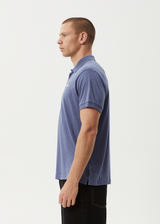 AFENDS Mens Byron Trip - Short Sleeve Polo Shirt - Marlin - Afends mens byron trip   short sleeve polo shirt   marlin 