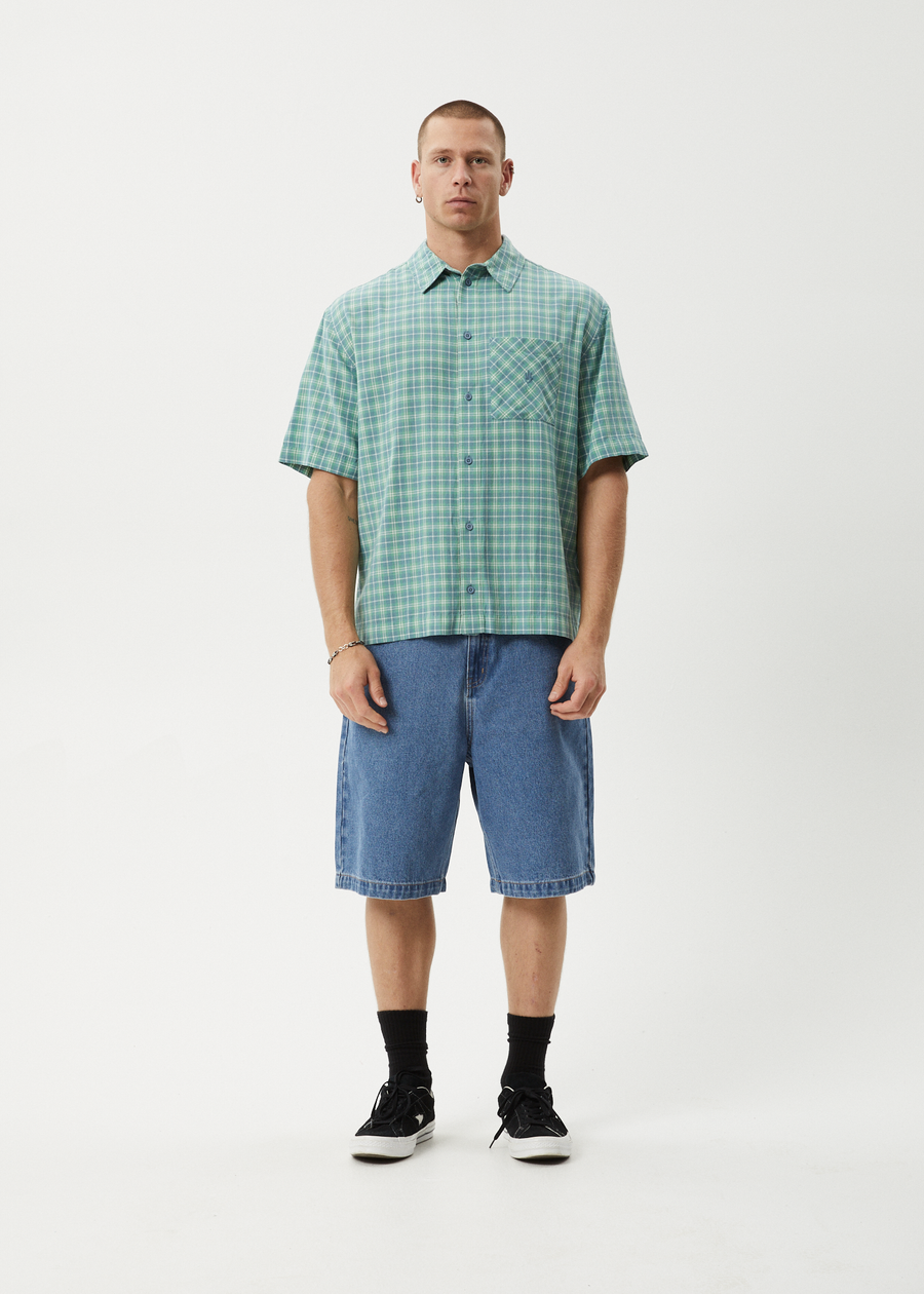AFENDS Mens Creator - Short Sleeve Shirt - Pine 