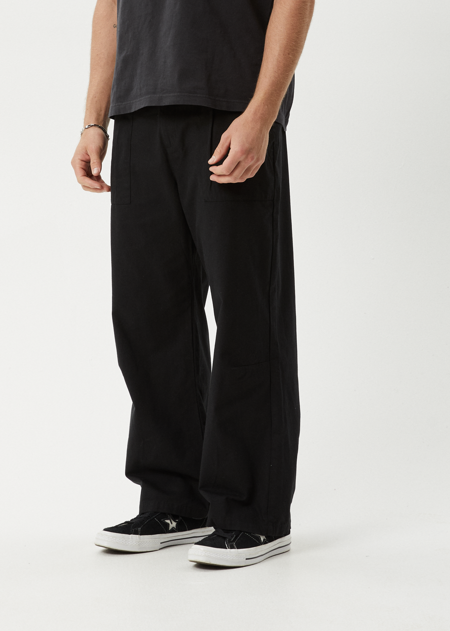 AFENDS Mens Glider - Pleated Pant - Black