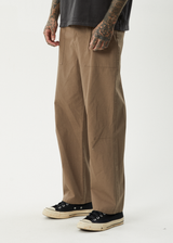 AFENDS Mens Glider - Pleated Pant - Fossil - Afends mens glider   pleated pant   fossil