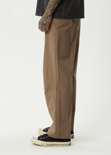 AFENDS Mens Glider - Pleated Pant - Fossil - Afends mens glider   pleated pant   fossil