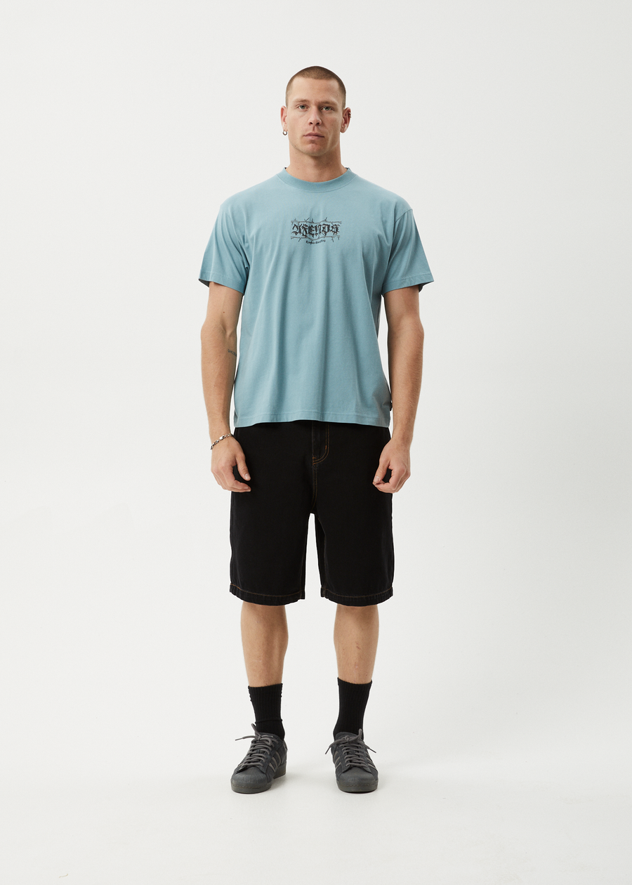 AFENDS Mens Thorny - Boxy Tee - Ocean Spray