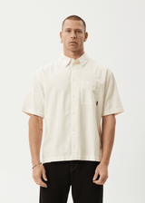AFENDS Mens Everyday - Short Sleeve Shirt - Off White - Afends mens everyday   short sleeve shirt   off white