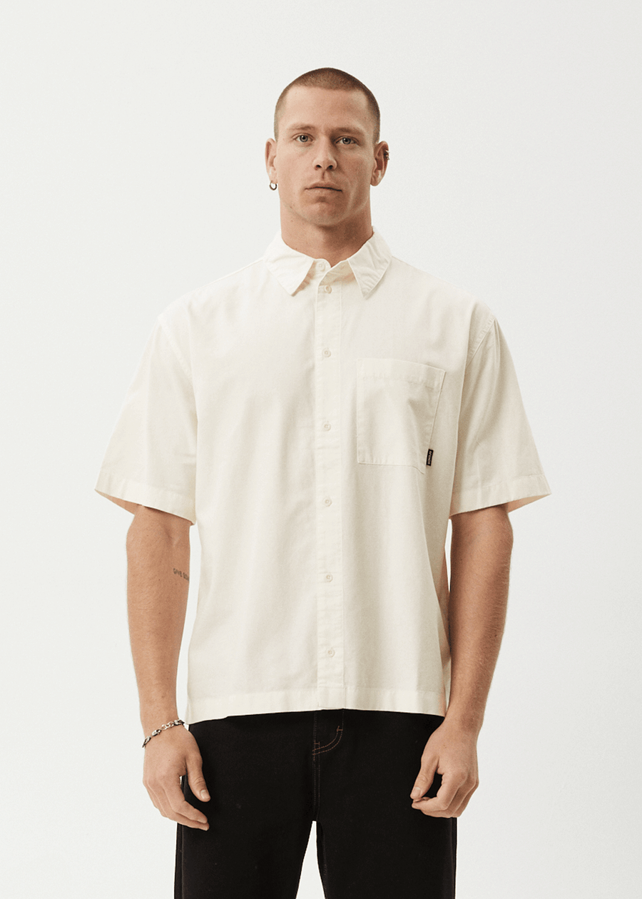 AFENDS Mens Everyday - Short Sleeve Shirt - Off White
