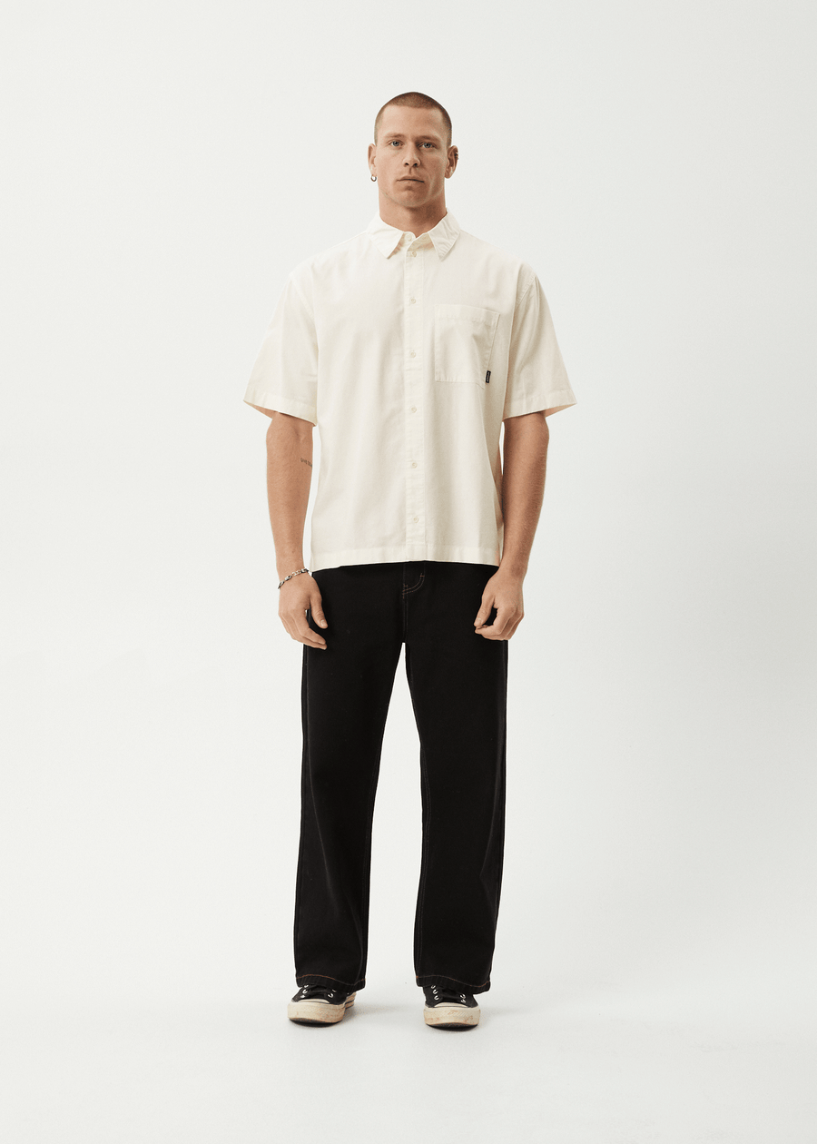 AFENDS Mens Everyday - Short Sleeve Shirt - Off White