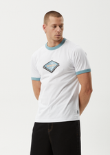 AFENDS Mens Tractorbeam - Ringer Tee - White - Afends mens tractorbeam   ringer tee   white