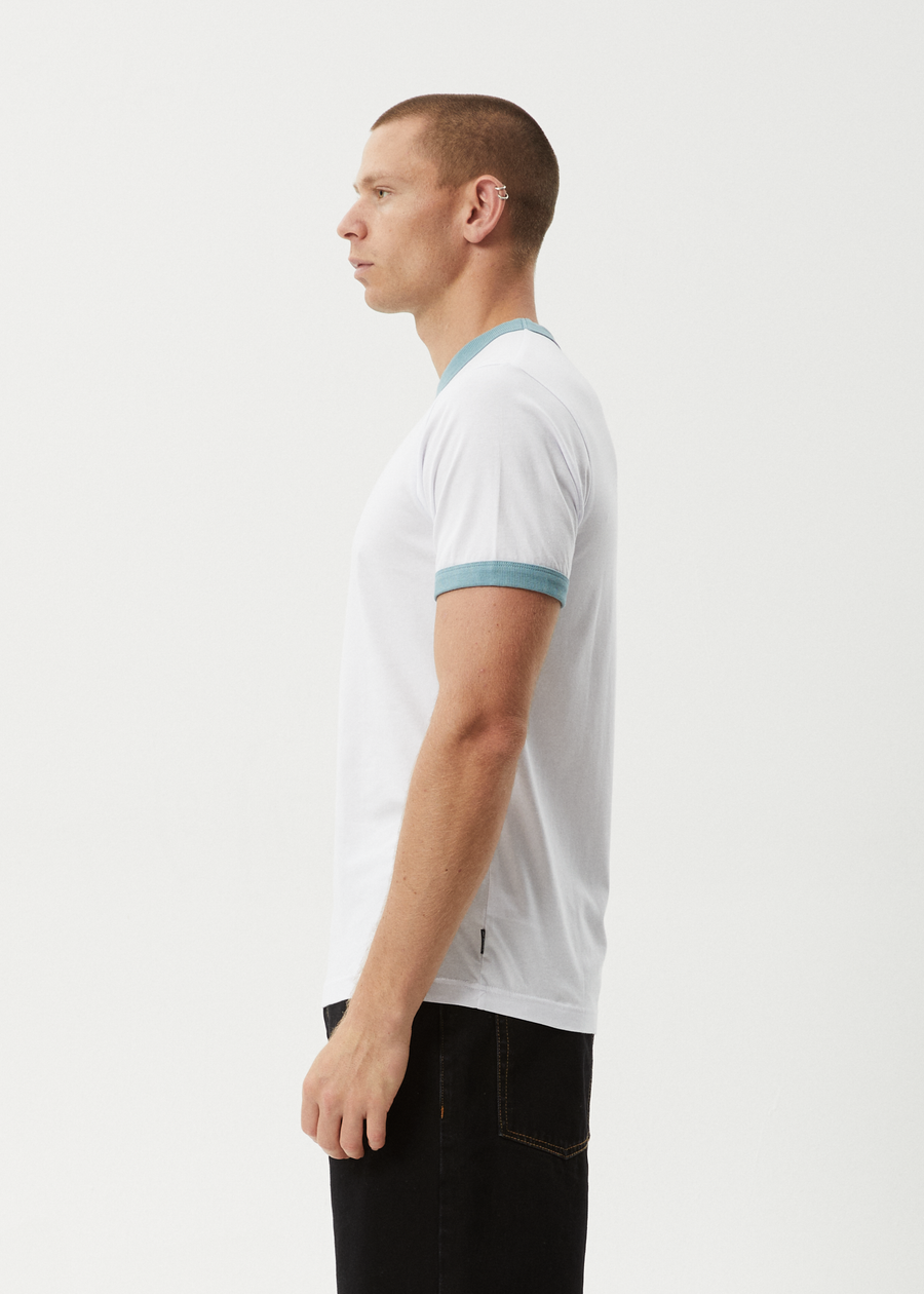 AFENDS Mens Tractorbeam - Ringer Tee - White