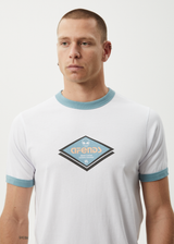 AFENDS Mens Tractorbeam - Ringer Tee - White - Afends mens tractorbeam   ringer tee   white