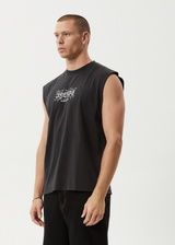 AFENDS Mens Thorny - Sleeveless Tee - Stone Black - Afends mens thorny   sleeveless tee   stone black