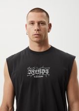 AFENDS Mens Thorny - Sleeveless Tee - Stone Black - Afends mens thorny   sleeveless tee   stone black
