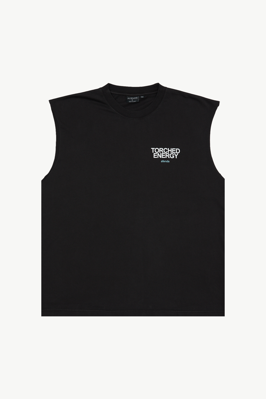 AFENDS Mens Torched Energy - Sleeveless Tee - Stone Black