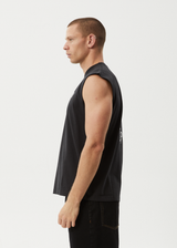 AFENDS Mens Torched Energy - Sleeveless Tee - Stone Black - Afends mens torched energy   sleeveless tee   stone black