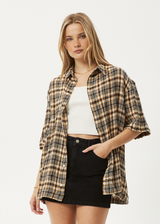 AFENDS Mens Check Out - Seersucker Short Sleeve Shirt - Moonbeam Check - Afends mens check out   seersucker short sleeve shirt   moonbeam check 