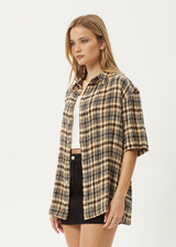 AFENDS Mens Check Out - Seersucker Short Sleeve Shirt - Moonbeam Check - Afends mens check out   seersucker short sleeve shirt   moonbeam check 