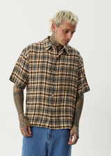 AFENDS Mens Check Out - Seersucker Short Sleeve Shirt - Moonbeam Check - Afends mens check out   seersucker short sleeve shirt   moonbeam check