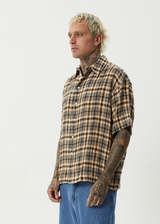 AFENDS Mens Check Out - Seersucker Short Sleeve Shirt - Moonbeam Check - Afends mens check out   seersucker short sleeve shirt   moonbeam check