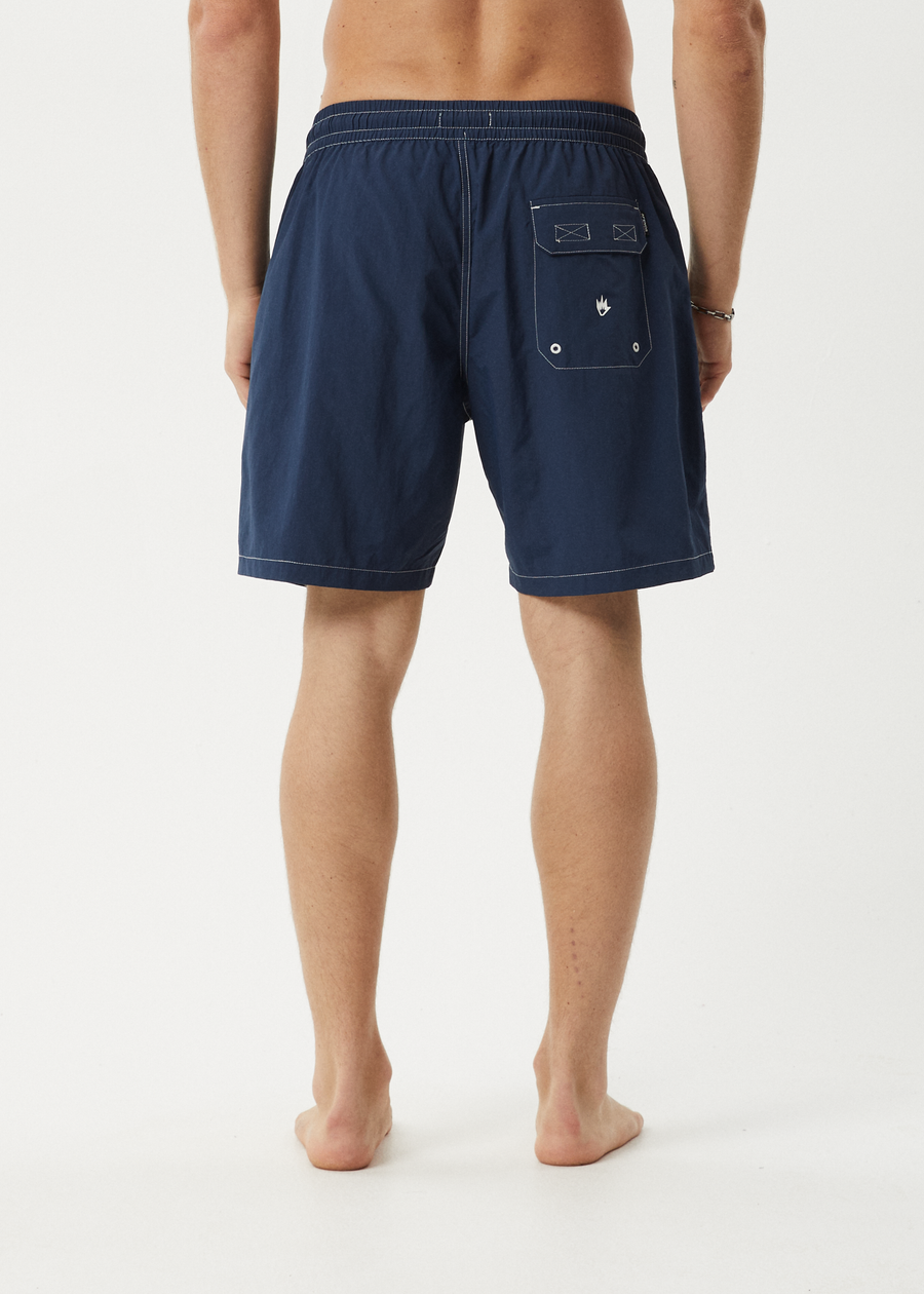 AFENDS Mens Thorny - Baywatch Swim Short 18" - Navy 