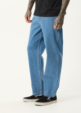 AFENDS Mens Ninety Twos - Denim Relaxed Jean - Worn Blue - Afends mens ninety twos   denim relaxed jean   worn blue