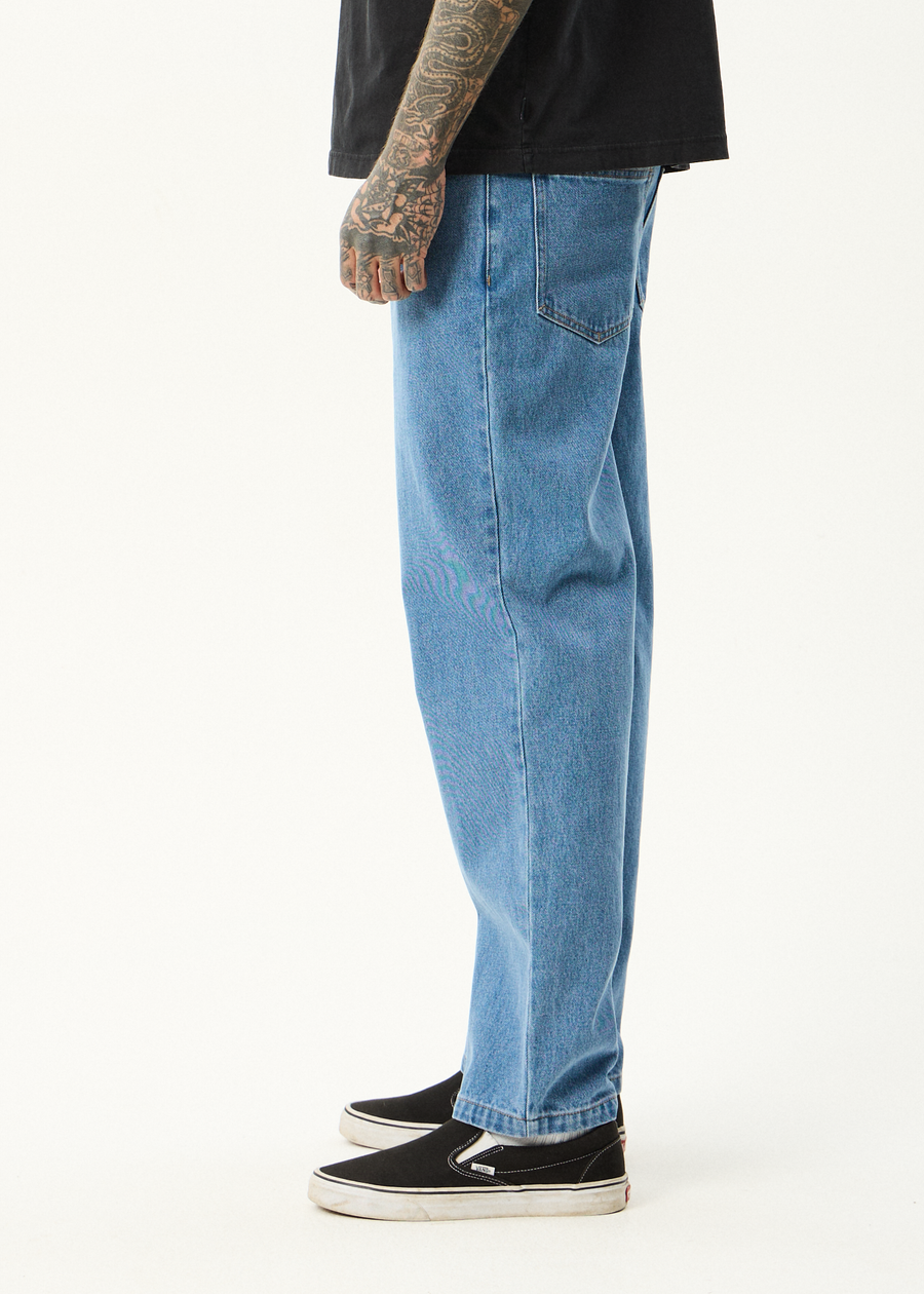 AFENDS Mens Ninety Twos - Denim Relaxed Jean - Worn Blue