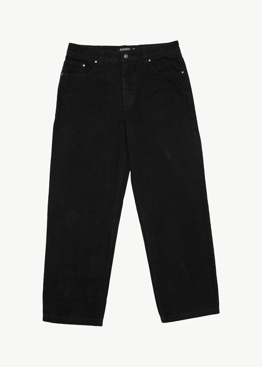 AFENDS Mens Ninety Twos - Denim Relaxed Jean - Washed Black