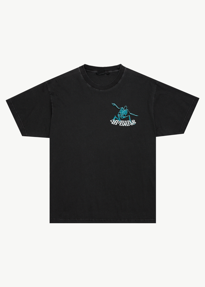 AFENDS Mens Smiling Assassin - Boxy Tee - Stone Black