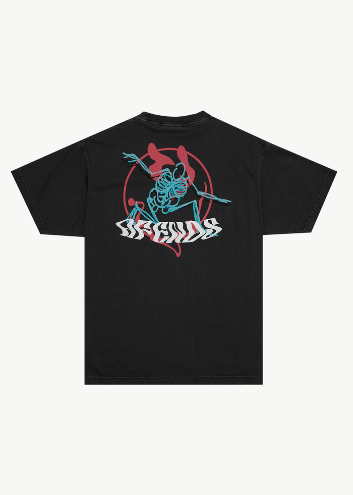 AFENDS Mens Smiling Assassin - Boxy Tee - Stone Black