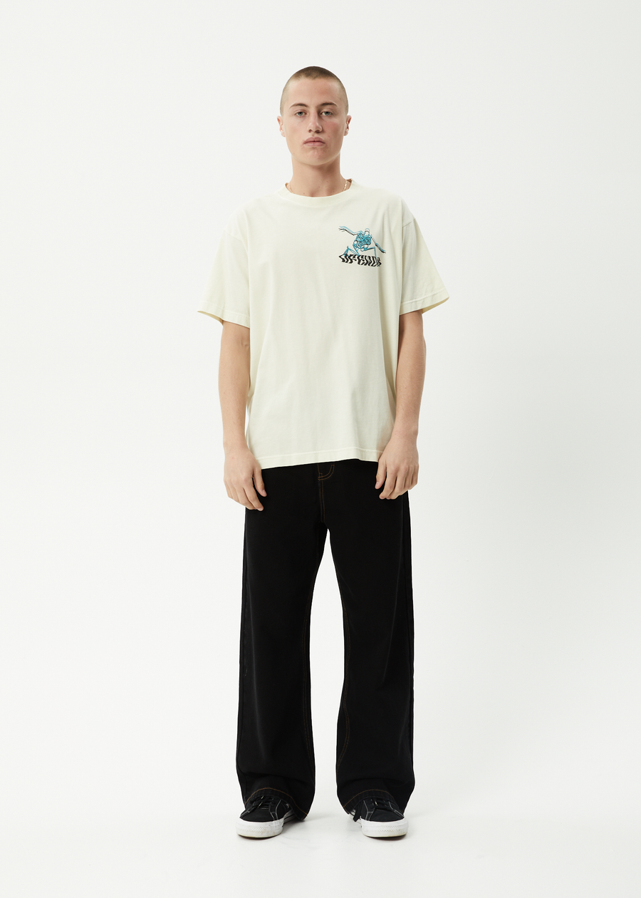 AFENDS Mens Smiling Assassin - Boxy Tee - Limestone