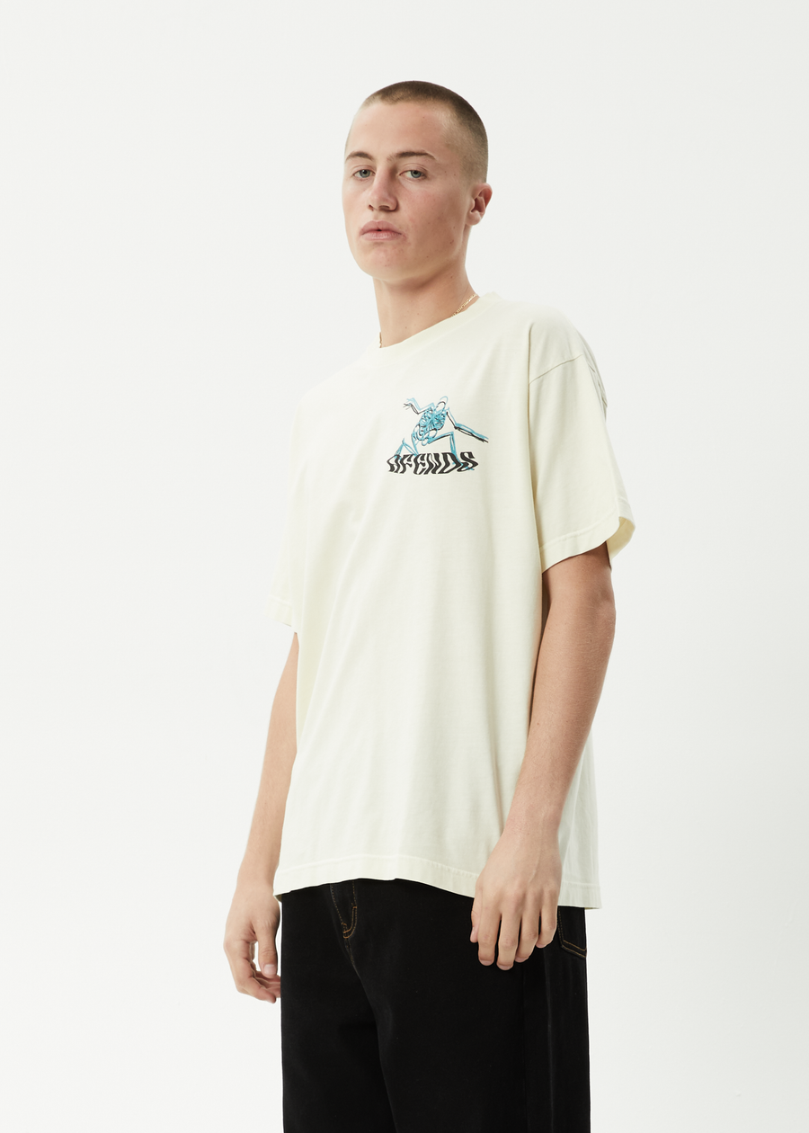 AFENDS Mens Smiling Assassin - Boxy Tee - Limestone