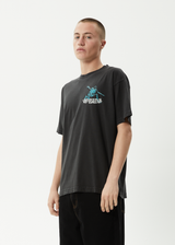 AFENDS Mens Smiling Assassin - Boxy Tee - Stone Black - Afends mens smiling assassin   boxy tee   stone black