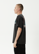AFENDS Mens Smiling Assassin - Boxy Tee - Stone Black - Afends mens smiling assassin   boxy tee   stone black