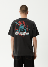 AFENDS Mens Smiling Assassin - Boxy Tee - Stone Black - Afends mens smiling assassin   boxy tee   stone black
