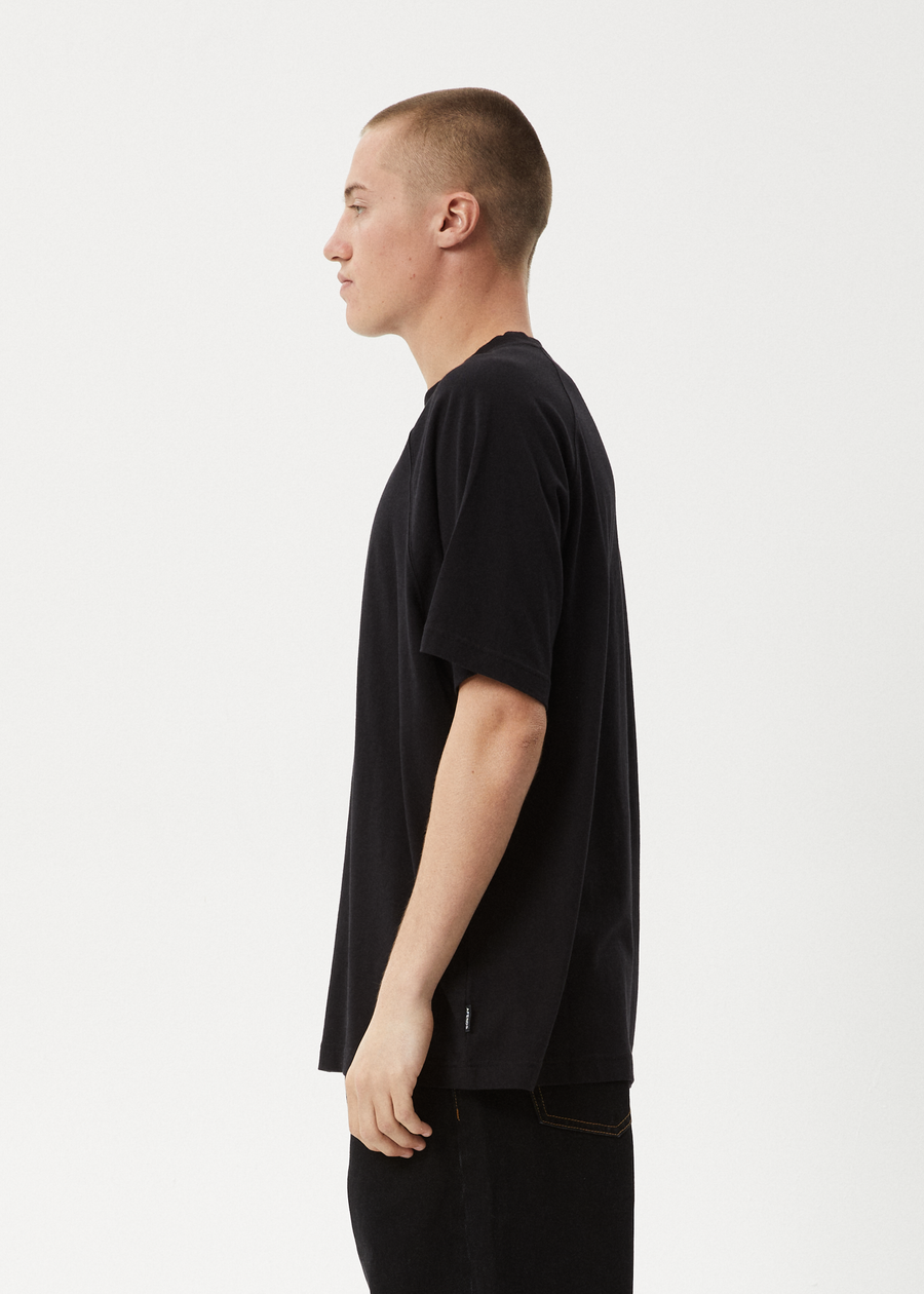 AFENDS Mens Dance Party - Raglan Boxy Tee - Black