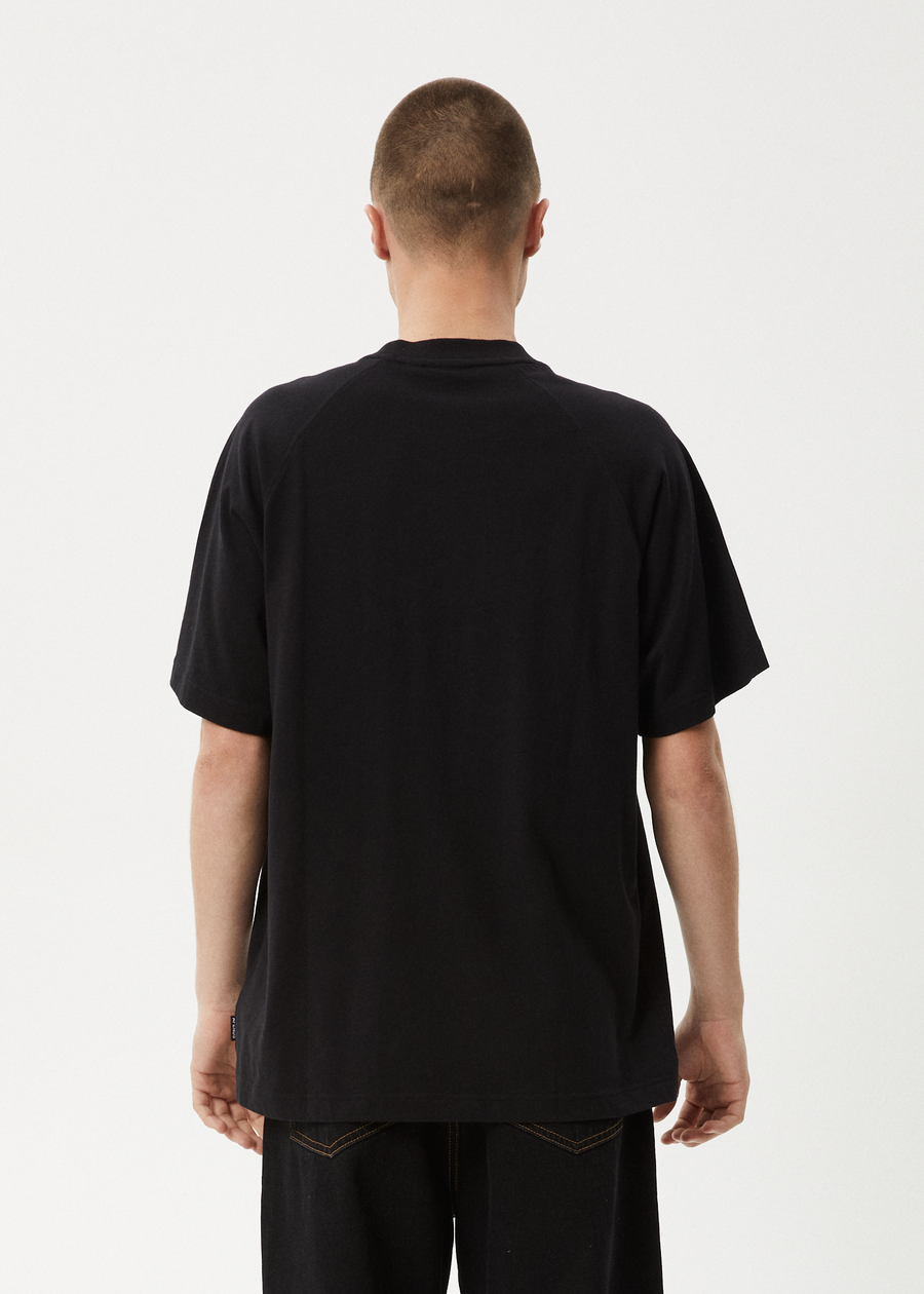 AFENDS Mens Dance Party - Raglan Boxy Tee - Black