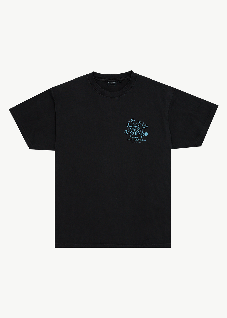 AFENDS Mens Cosmic Con - Heavyweight Boxy Tee - Stone Black