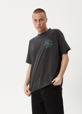 AFENDS Mens Cosmic Con - Heavyweight Boxy Tee - Stone Black - Afends mens cosmic con   heavyweight boxy tee   stone black