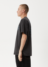 AFENDS Mens Cosmic Con - Heavyweight Boxy Tee - Stone Black - Afends mens cosmic con   heavyweight boxy tee   stone black