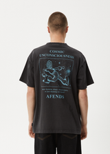 AFENDS Mens Cosmic Con - Heavyweight Boxy Tee - Stone Black - Afends mens cosmic con   heavyweight boxy tee   stone black