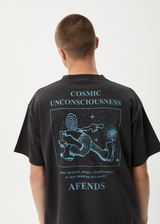 AFENDS Mens Cosmic Con - Heavyweight Boxy Tee - Stone Black - Afends mens cosmic con   heavyweight boxy tee   stone black