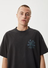 AFENDS Mens Cosmic Con - Heavyweight Boxy Tee - Stone Black - Afends mens cosmic con   heavyweight boxy tee   stone black