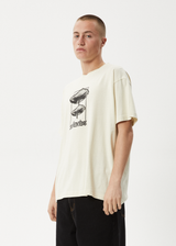 AFENDS Mens Cloudy - Boxy Tee - Limestone - Afends mens cloudy   boxy tee   limestone