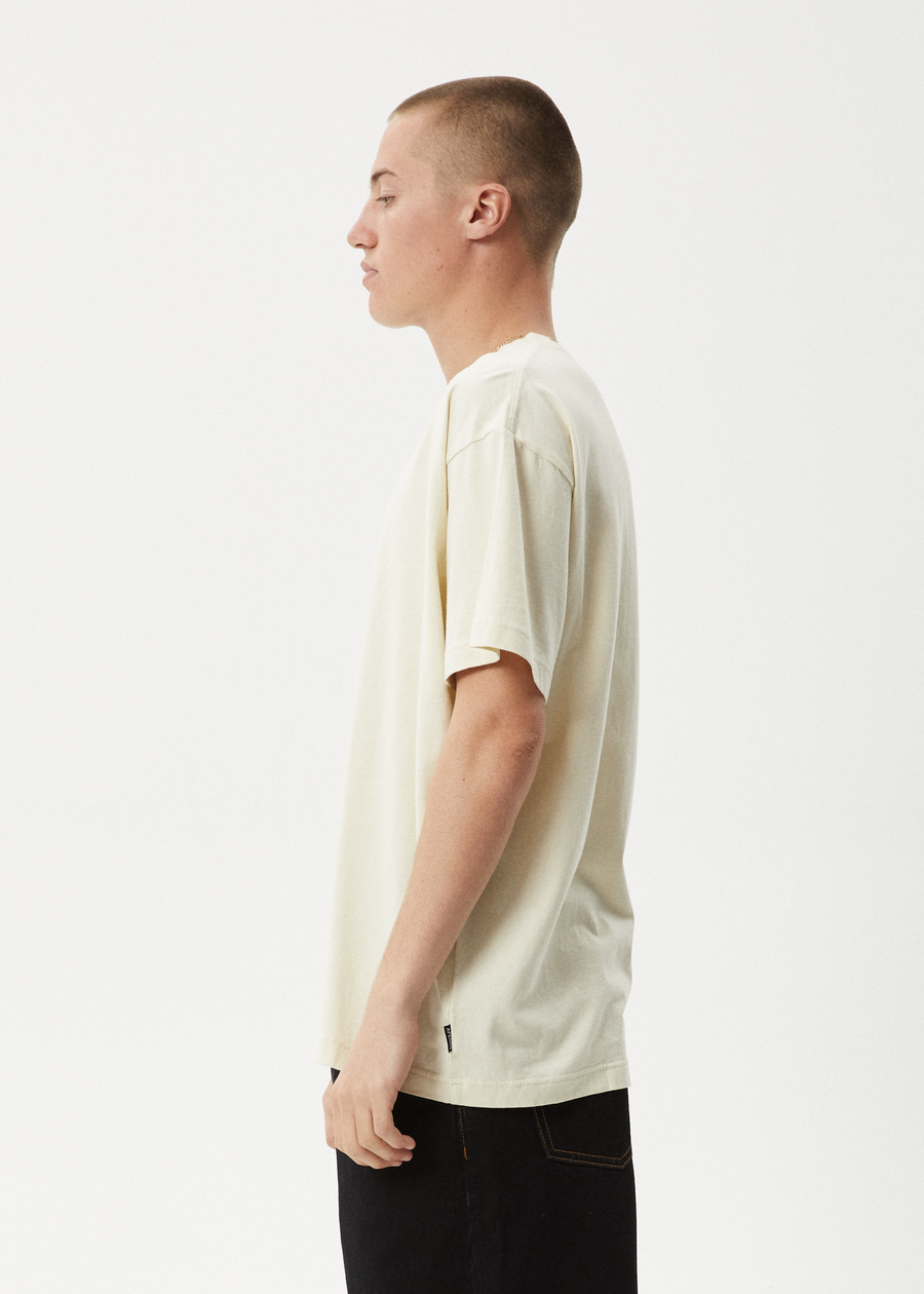 AFENDS Mens Cloudy - Boxy Tee - Limestone