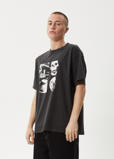 AFENDS Mens New And Clear - Heavyweight Boxy Tee - Stone Black - Afends mens new and clear   heavyweight boxy tee   stone black