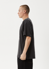 AFENDS Mens New And Clear - Heavyweight Boxy Tee - Stone Black - Afends mens new and clear   heavyweight boxy tee   stone black